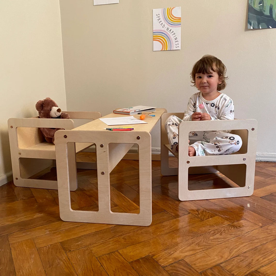 Large Montessori Cube Chair Set, Cube Chair and Table Set, Montessori Cube Table, Montessori Furniture, Kids Play Table Set - AKACIS STORE