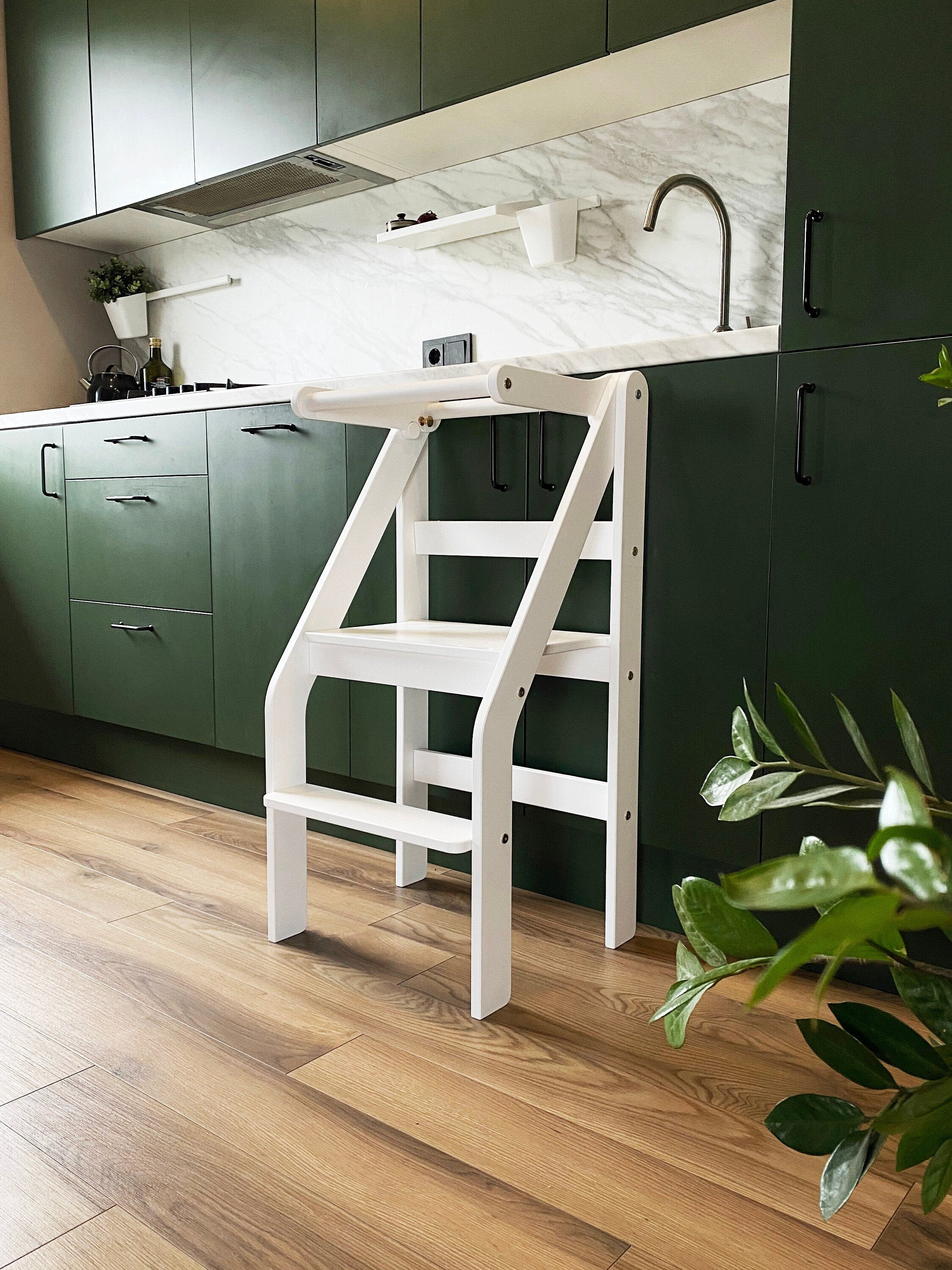 Folding kitchen step stool with online seat