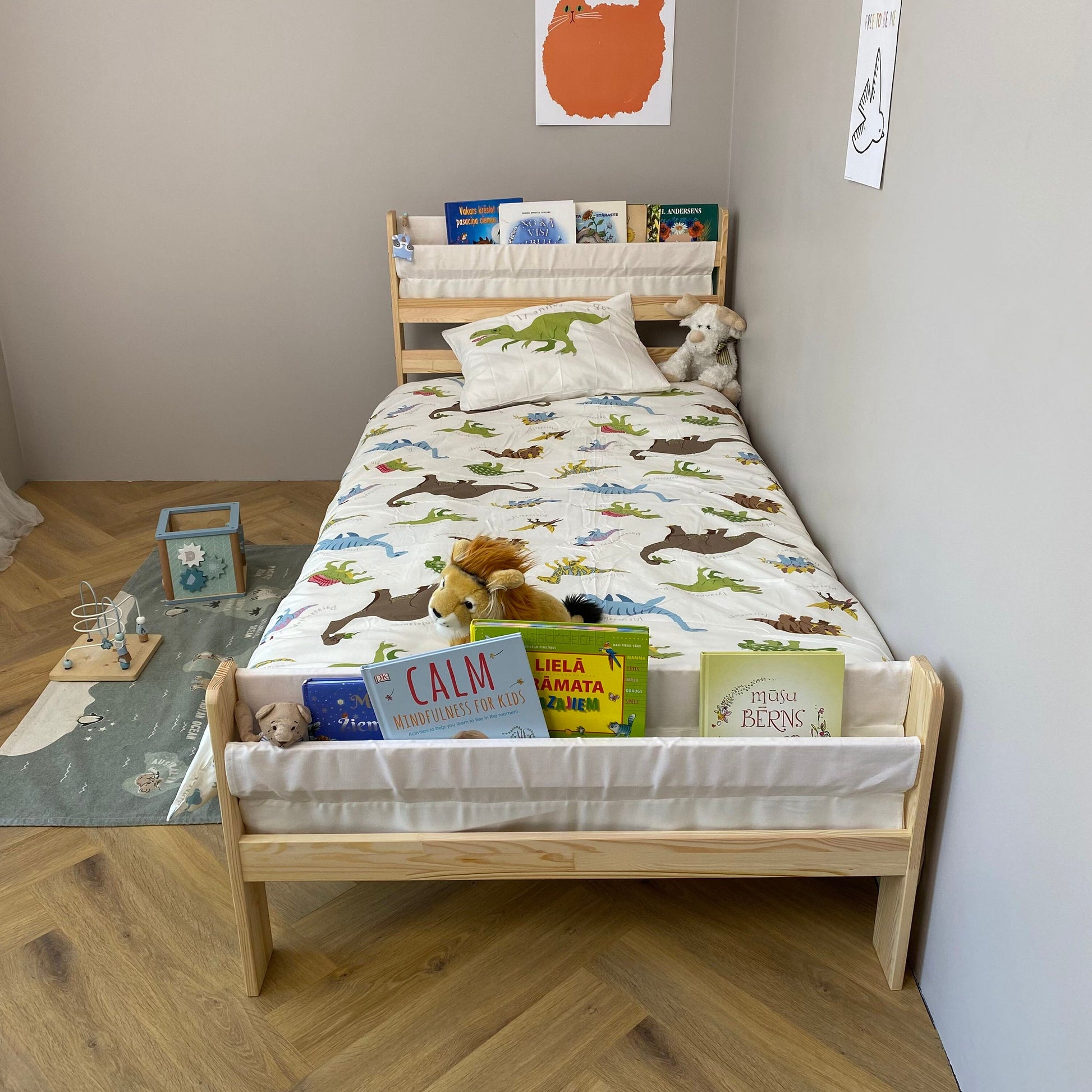 Platform bed, Toddler bed with slats, Montessori bed, Floor bed, Lit Cabane, Bodenbett, Kinderbett Mit, Sicherheitsgeländern, Nursery crib - AKACIS STORE