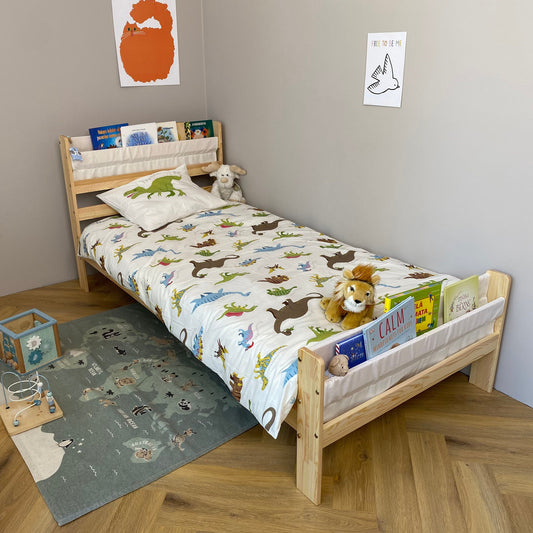 Platform bed, Toddler bed with slats, Montessori bed, Floor bed, Lit Cabane, Bodenbett, Kinderbett Mit, Sicherheitsgeländern, Nursery crib - AKACIS STORE