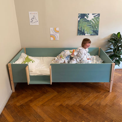 Platform Bed, Toddler Bed with Slats, Montessori Bed, Floor bed, Lit Cabane, Bodenbett, Kinderbett Mit, Sicherheitsgeländern, Nursery crib - AKACIS STORE