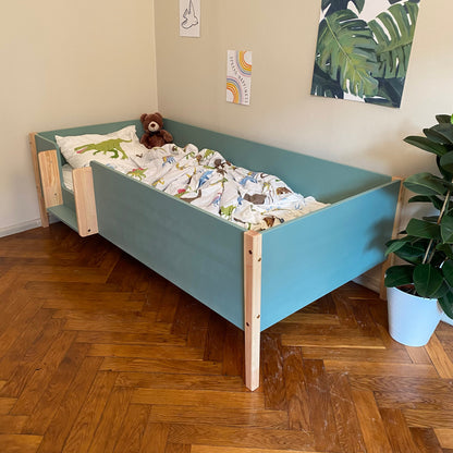 Platform Bed, Toddler Bed with Slats, Montessori Bed, Floor bed, Lit Cabane, Bodenbett, Kinderbett Mit, Sicherheitsgeländern, Nursery crib - AKACIS STORE