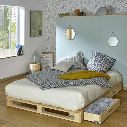 Platform Bed,  Wooden Platform Bed Frame, Pallet Bed, Handmade Pallet Bed, Modern Platform Bed - AKACIS STORE