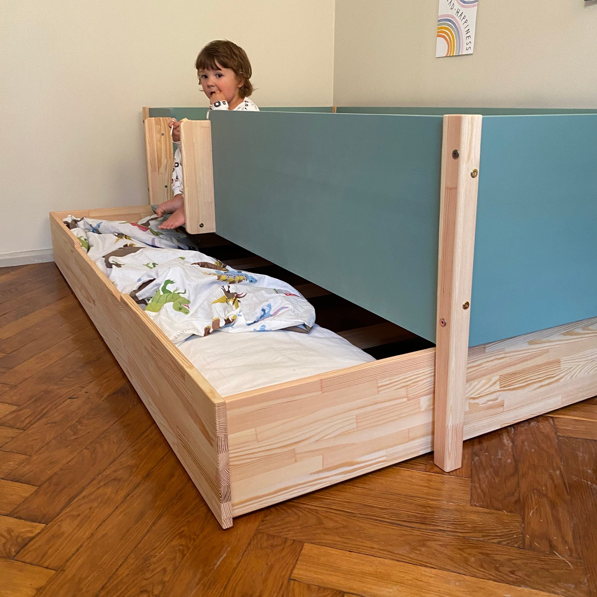 Platform Bed, Toddler Bed with Slats, Montessori Bed, Floor bed, Lit Cabane, Bodenbett, Kinderbett Mit, Sicherheitsgeländern, Nursery crib - AKACIS STORE